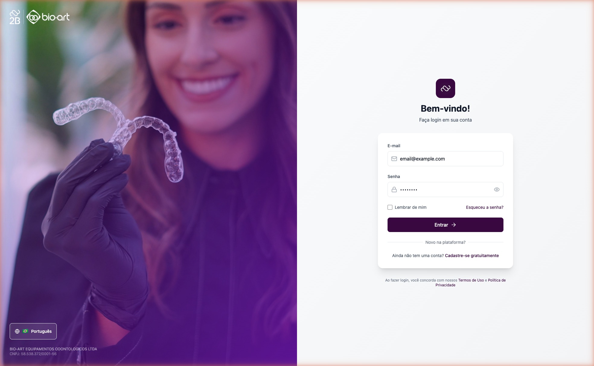 2bAligner - Tela de Login