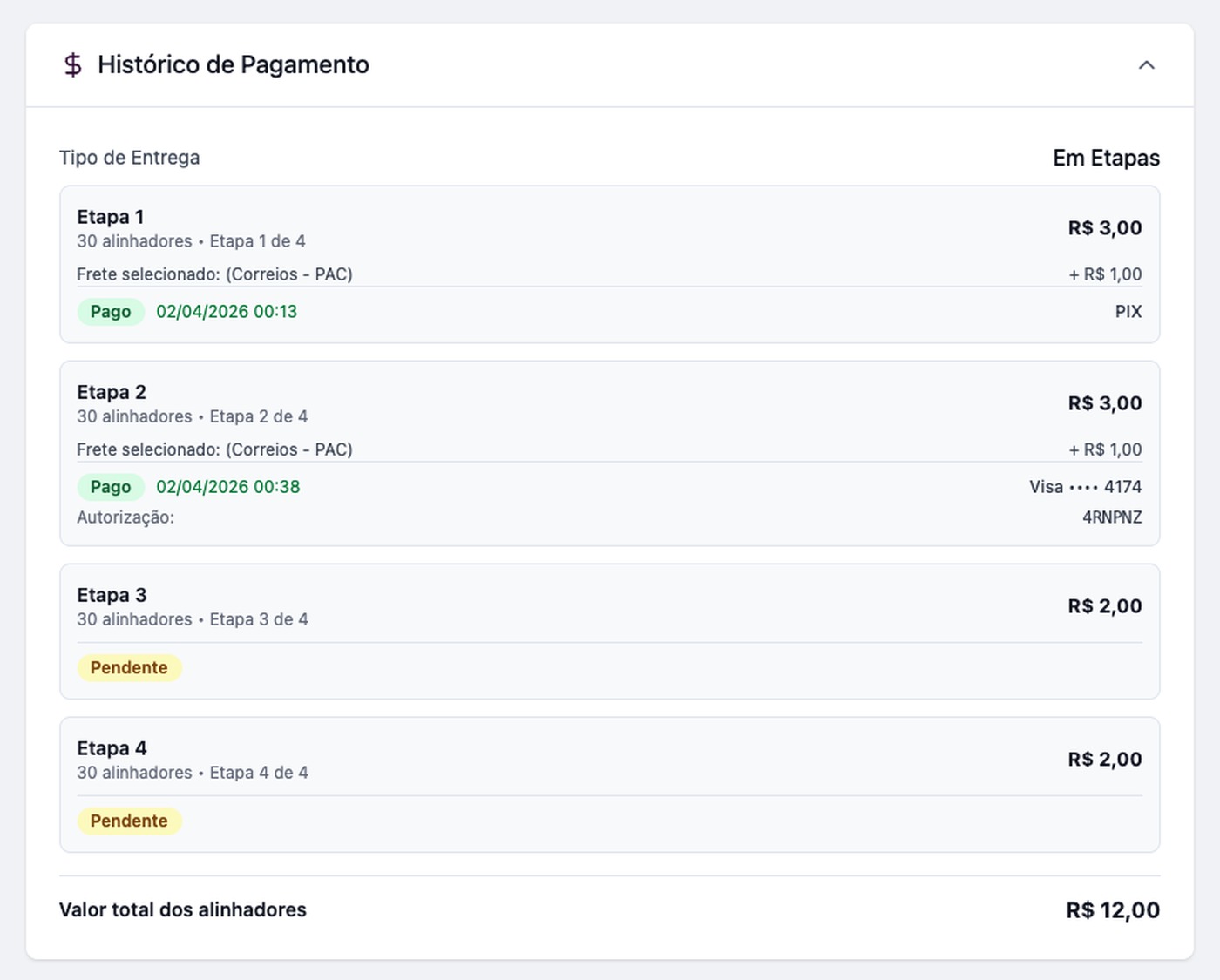 2bAligner - Pagamentos